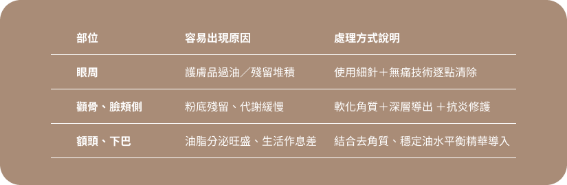 油脂粒各部位成因與處理方式